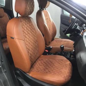 Авточехлы Автопилот коричневый алькантара Ромб